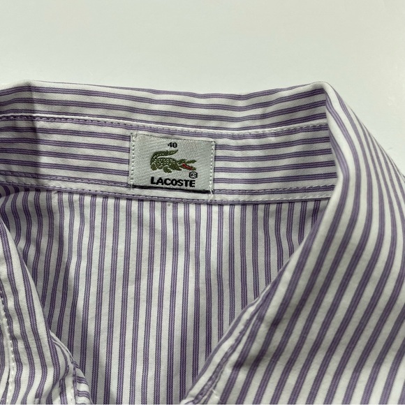 Lacoste Purple White Stripe Button Down Top - Picture 4 of 6